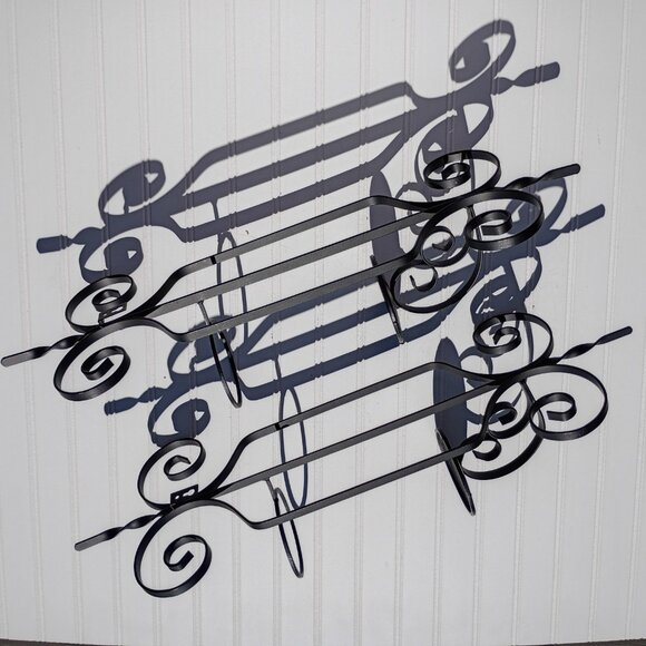 Black Wrought Iron Wall Sconce Pair Pillar Candle Holders Sconces Candelabras - Picture 7 of 9